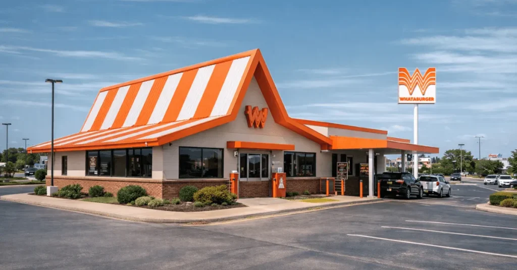 Whataburger Locations: Find Your Favorite Burger in the US 2 Whataburger restaurant exterior in the United States showing drive-thru and parking area
