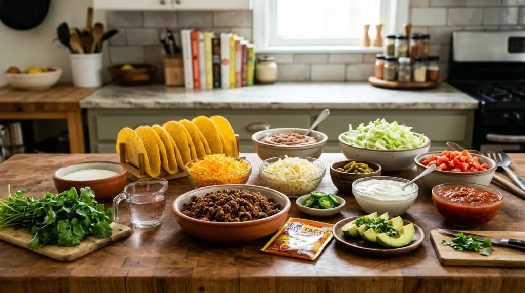 Ingredients for Cheesy Oven-Baked Tacos